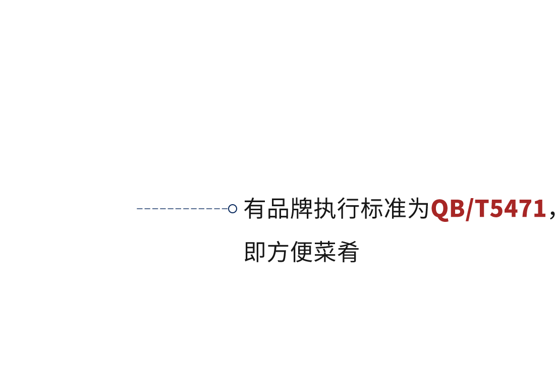 有品牌執(zhí)行標(biāo)準(zhǔn)為QB/T5471，即方便菜肴